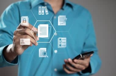 Document Management System (DMS) concept Automated process to manage document files efficiently